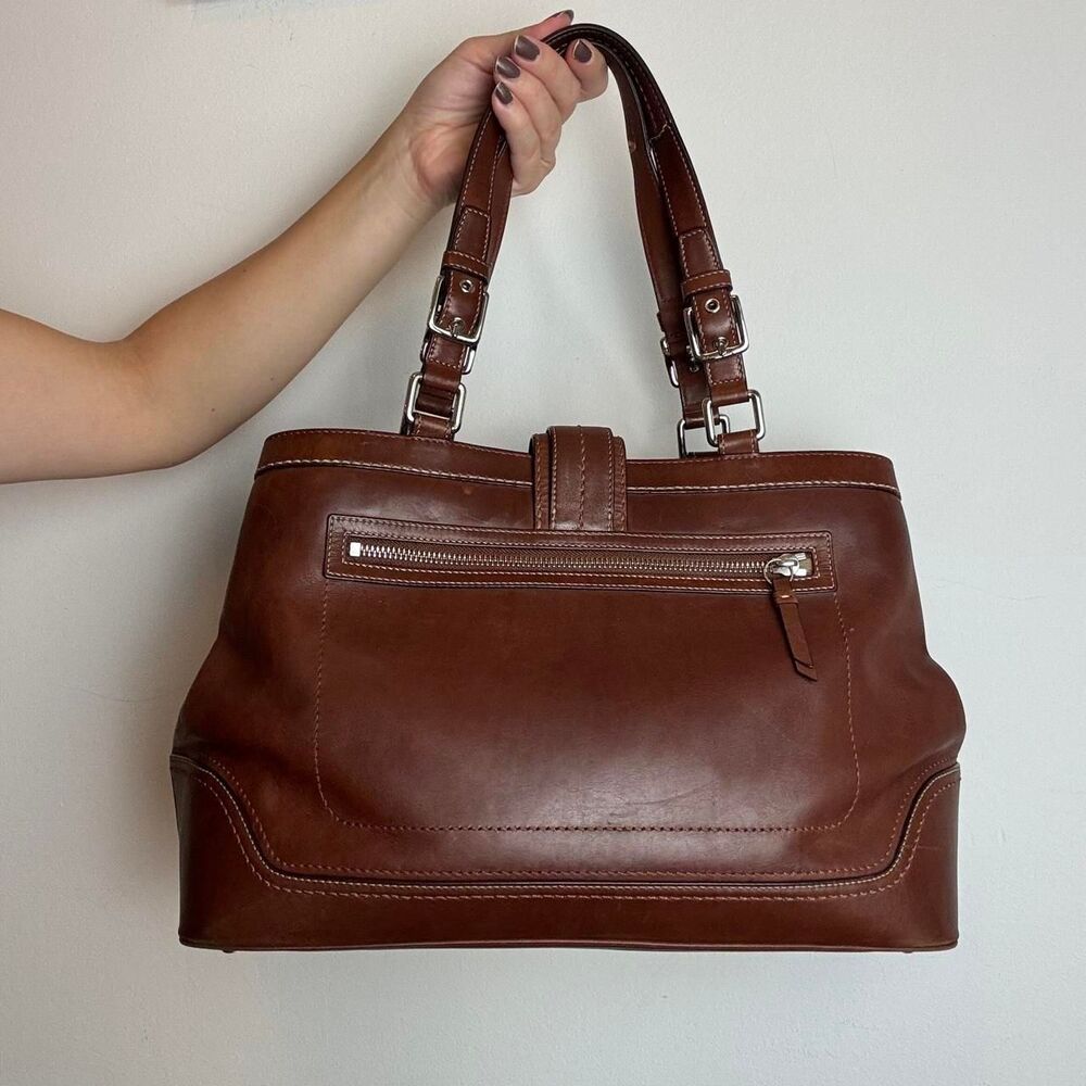 Coach Hampton Vintage Y2K Brown Leather Satchel Bag - Picture 3 of 7